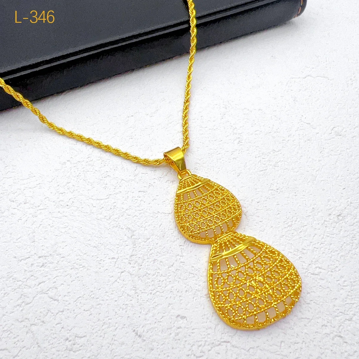 Ethiopian Jewelry Sets for Women Droplet Pendant Necklaces Earrings Two Pieces Set 24K Gold Color Eritrean Wedding Party Gifts