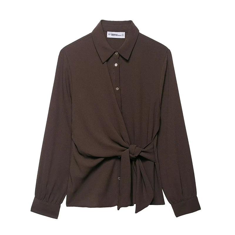 Women's Casual Suit Women Shirts Top+ Wide Leg Pants Two Pieces Sets For Women Long Sleeve Shirts Elastic Waist Trousers Suit