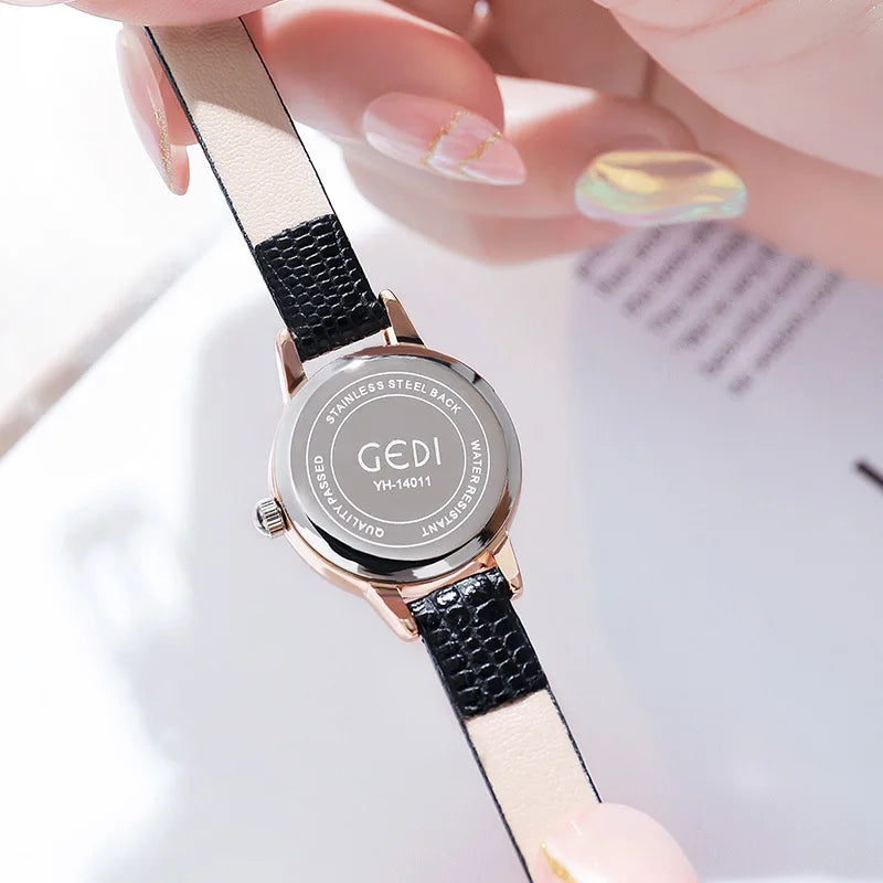 Women's Watch Retro Small Girl Student Watches Niche High End Leather Strap Waterproof Ladies Fashion Quartz Wristwatches Gift