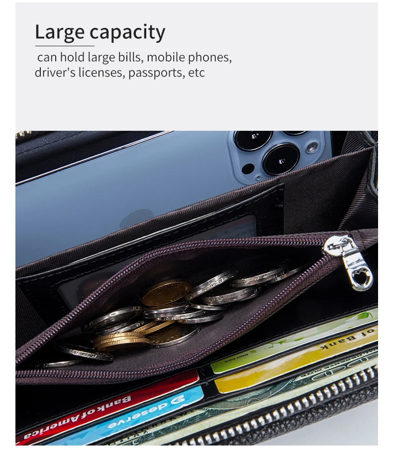 New Women Handbags Female Genuine Leather Shoulder Bags Multi Functional Large Capacity Crossbody Bags Touch Screen Phone Bag