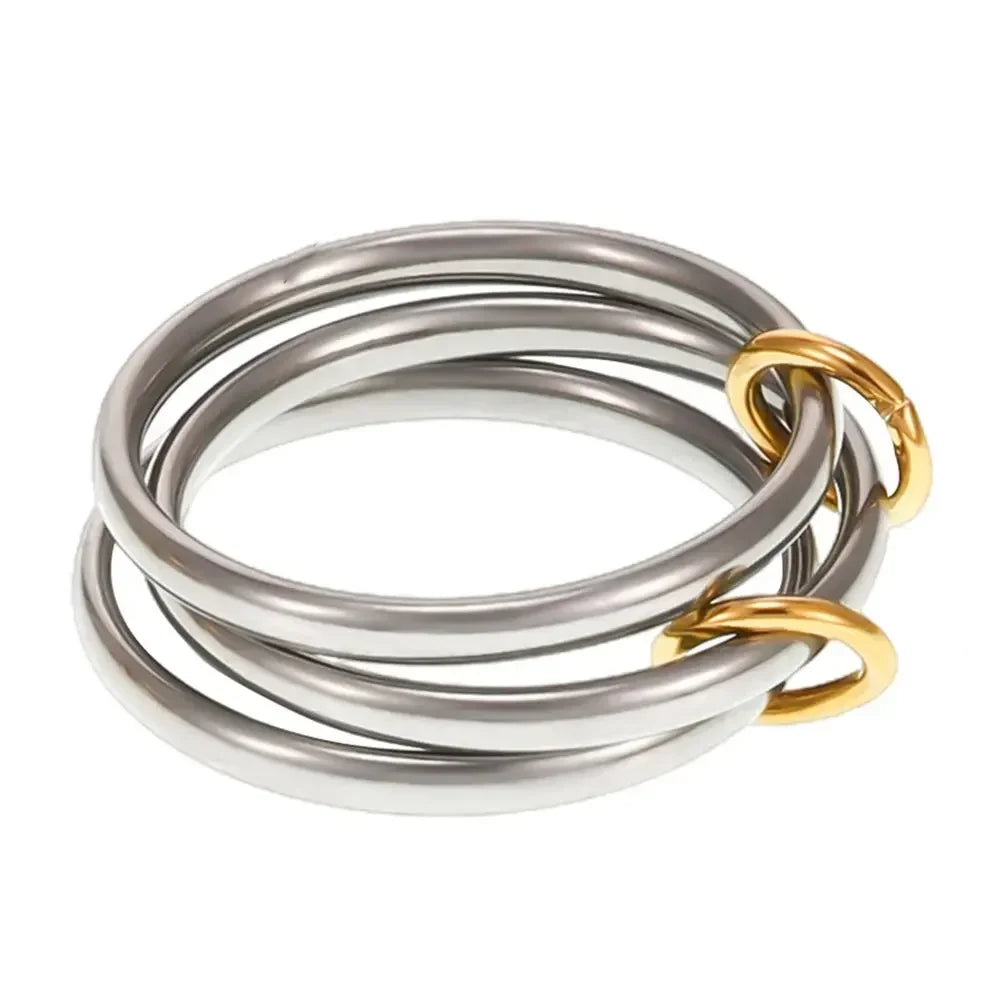Stacking Rings Stainless Steel 3-layer Mixed Color Women's Ring New Waterproof Jewelry Party Birthday Gift