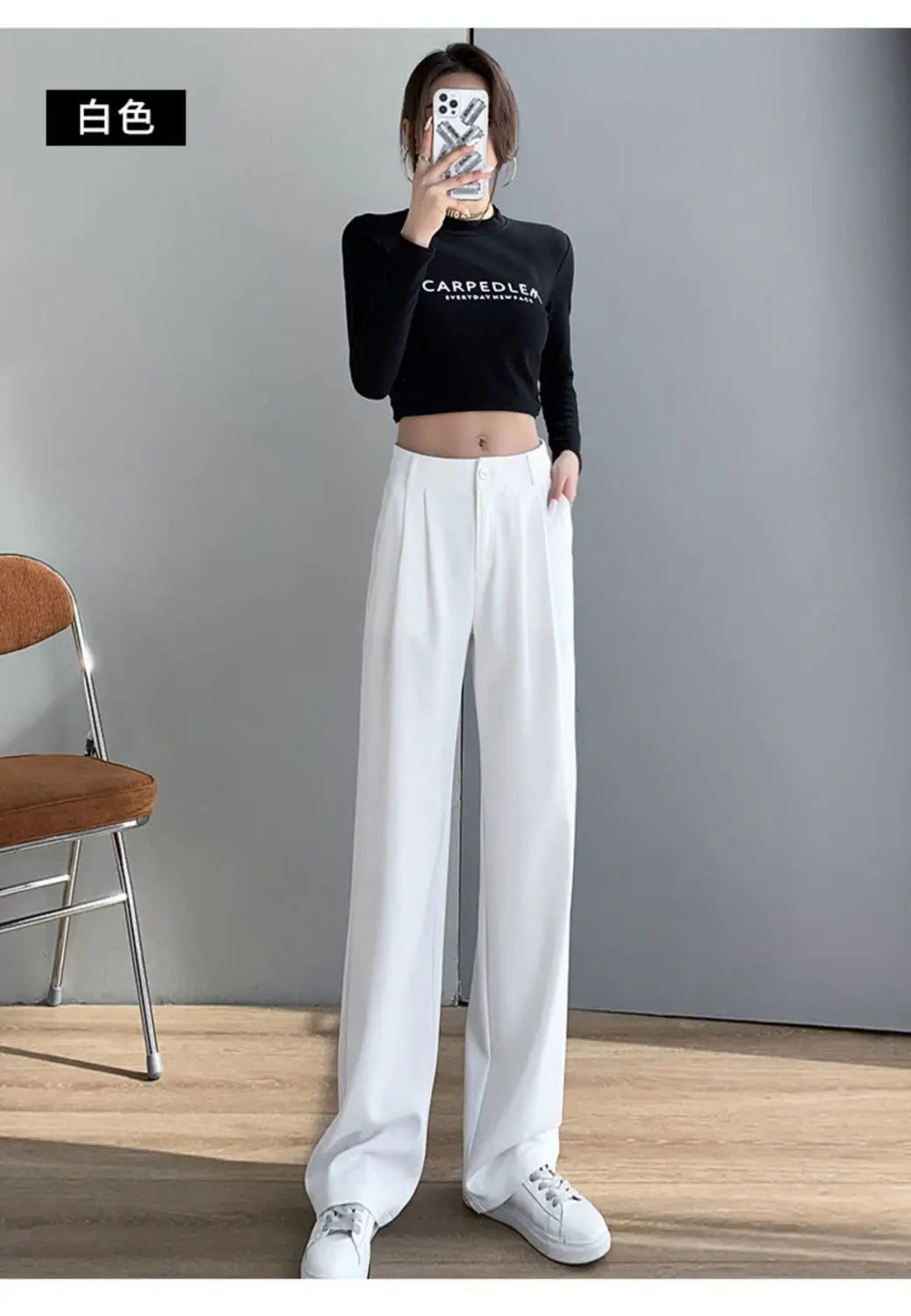 Trousers Woman Wide Leg Clothing Office Womens Pants Tailoring with Pockets Solid Work Zipper All Medium Comfortable Stretch 90s