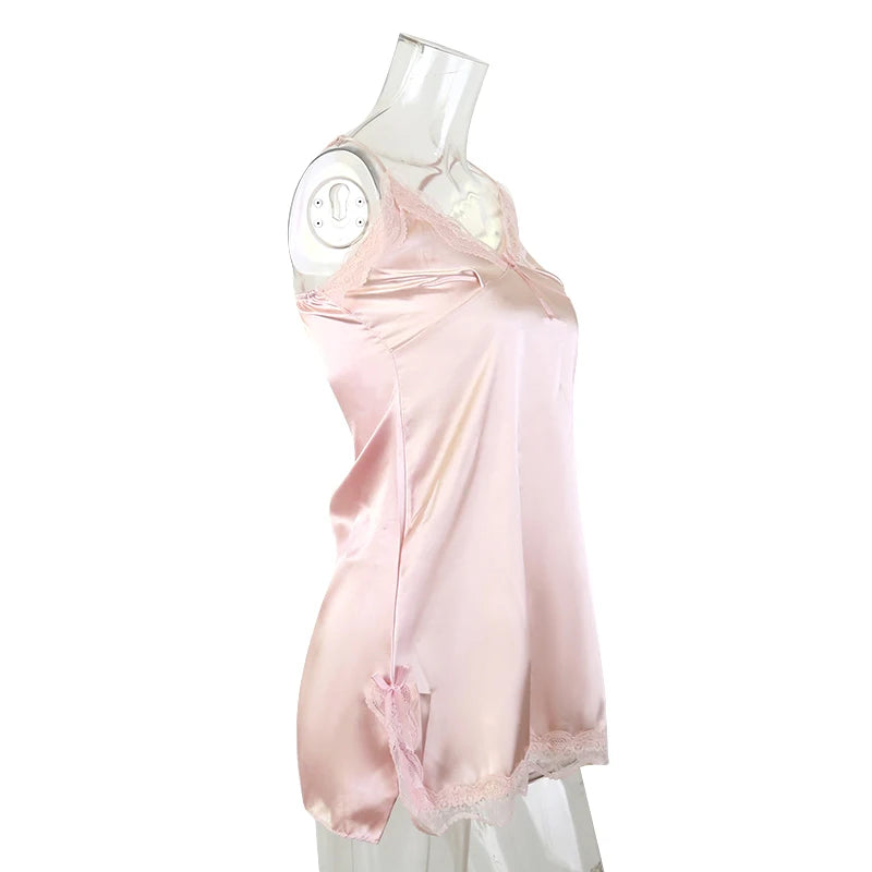 Women Sexy Lace V-neck Sleepwear Suspenders Nightdresses Female Sleeveless Nightwear Sleep Nightdress For Ladies