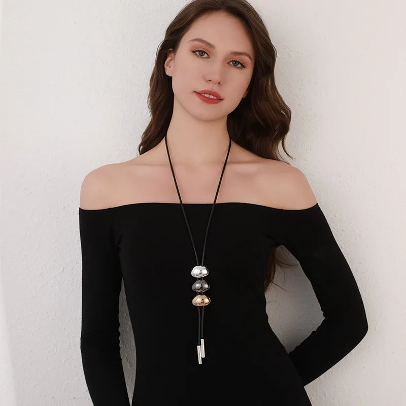 Long Necklace Simple Pendant Geometric Accessories Women's Sweater Chain