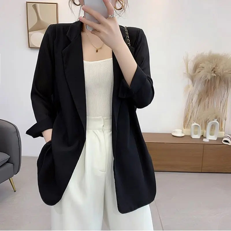 Purple Blazers Jacket for Women Fall Outfits Korean Long Trend Clothing Casual Women's Blazer Suits Tailoring 2024 Spring Coats