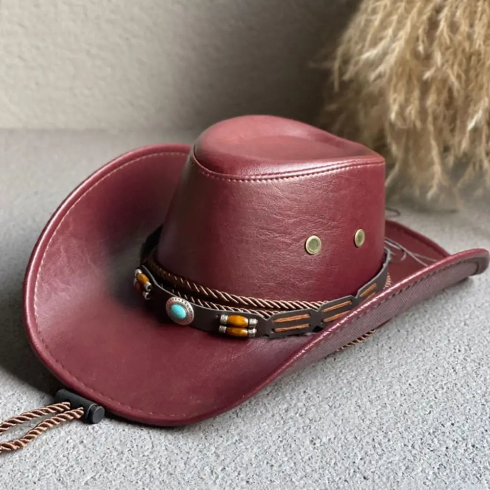 Hat Vintage Sombrero Hombre For Men For Women Faux Leather Drawstring Travel Cowboy Hat Women Cap Fisherman Hat Bucket cap