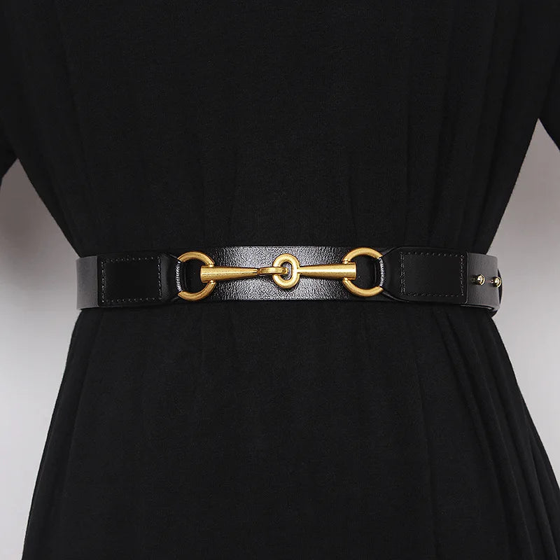 Women's Belt New Simple Belts For Women Saddle Buckle Decoration Cowhide Belt Female