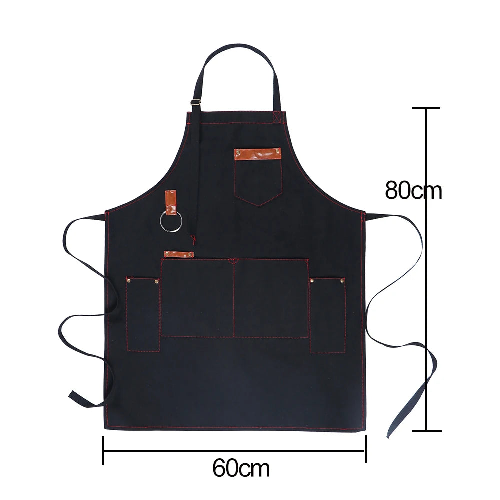 Kitchen Apron high quality For Pros Chef Waterproof Cooking  Apron for Men Canvas With Pockets Fabric Barbecue Father Gift Apron