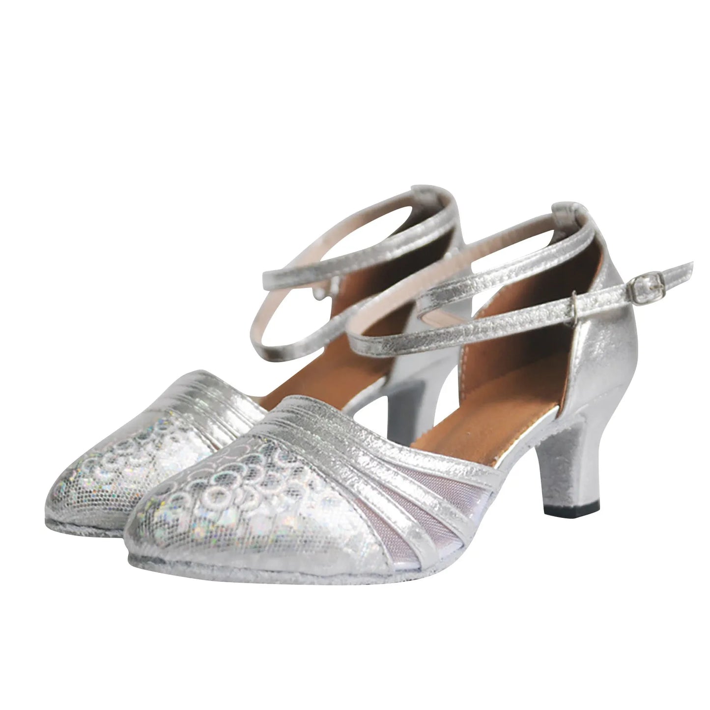 Fashion Latin Dancing Shoes Women Soft Rubber Sole Closed Toe Modern Tango Ballroom Party Lady Sequins Latin Dance Shoes