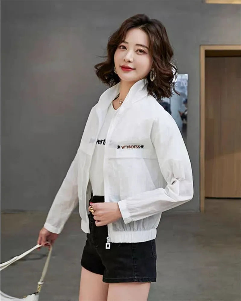 Sunscreen Coat Women's Summer Outerwear Breathable Joker UV Protection Sun-Protective Clothing Jacket Thin 2024 New Female Tops
