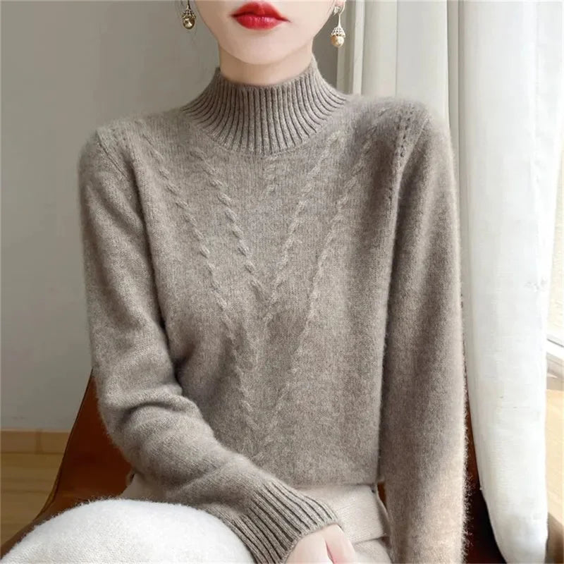 Sweater Women Knitted Sweater Turtleneck Long Sleeve Pullovers Autumn Winter Clothing Warm Jumper Tops