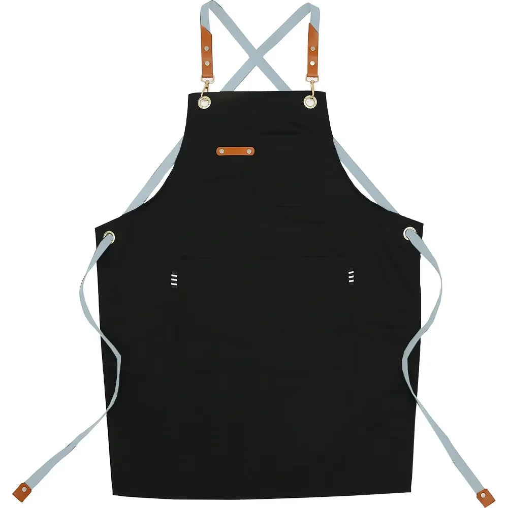 Kitchen Waterproof Apron Manufacturers Customized Logo Apron With Pockets for Restaurant Bar Shop Cafes Beauty Nails Studios