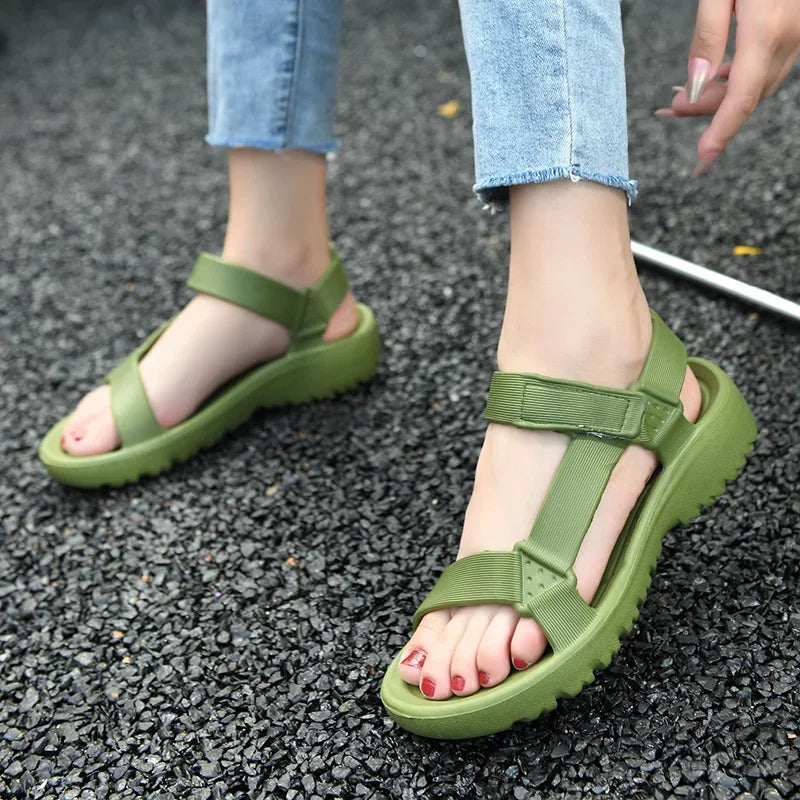 Sandals Woman Summer 2025 New Fashion Platform Sport Casual Flat Sandals Non-slip Outdoor Beach Sandalias Chaussure Femme