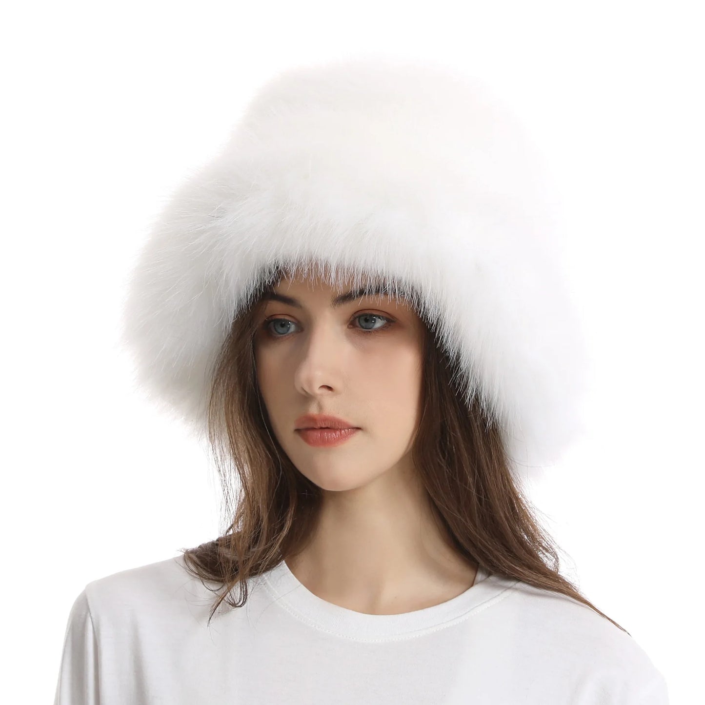 Hat Woman Winter Faux Fur Fisherman Hat Woman Versatile Warm Female Casual Party Fur Hats Women's Cap Ins Plush Bucket Hat