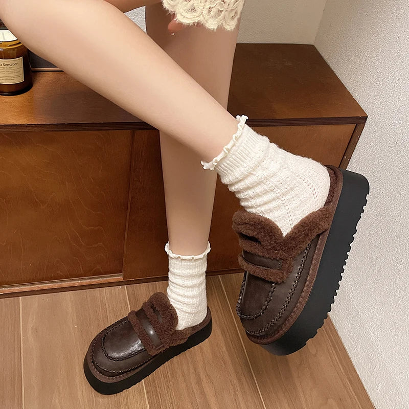 Shoes Loafers Ladies' Slippers Luxury Slides Winter Footwear Cover Toe Slipers Women Platform Designer 2024 House Slippers Platf