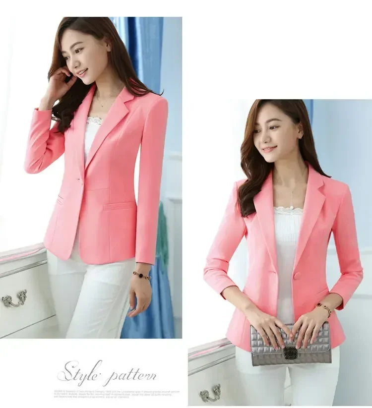 Women Blazer Office Ladies Elegant Outwear Long Sleeve Work Wear Classy Female Pink Suit African Autumn Fashion 2025 New Coat