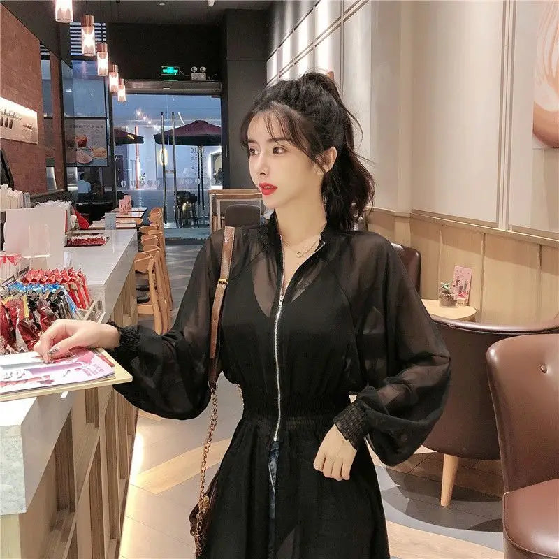 Long Jackets Women Summer Thin Sun-proof Korean Fashion Ins Sheer Breathable Casual New Solid Clothing Female Harajuku All-match
