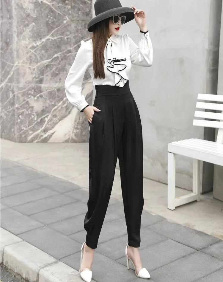 Trousers for Woman Pencil Solid Clothing Black Women's Pants High Waist Y2k Streetwear Autumn Cotton Elastic G Classic Quality