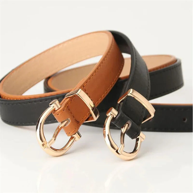 Women Belts New PU Leather Simple Metal Buckle Belt Girls Dress Jean Pants Waistband Belts for Lady Luxury Designer Brand