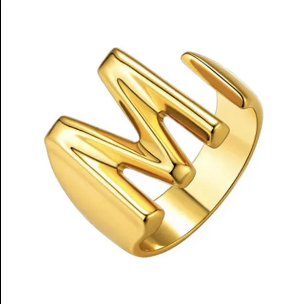 26 English Letter Ring Opening Adjustable Female Personality Internet Celebrity Ring Fashion Jewelry Couple Mother's Day Gift
