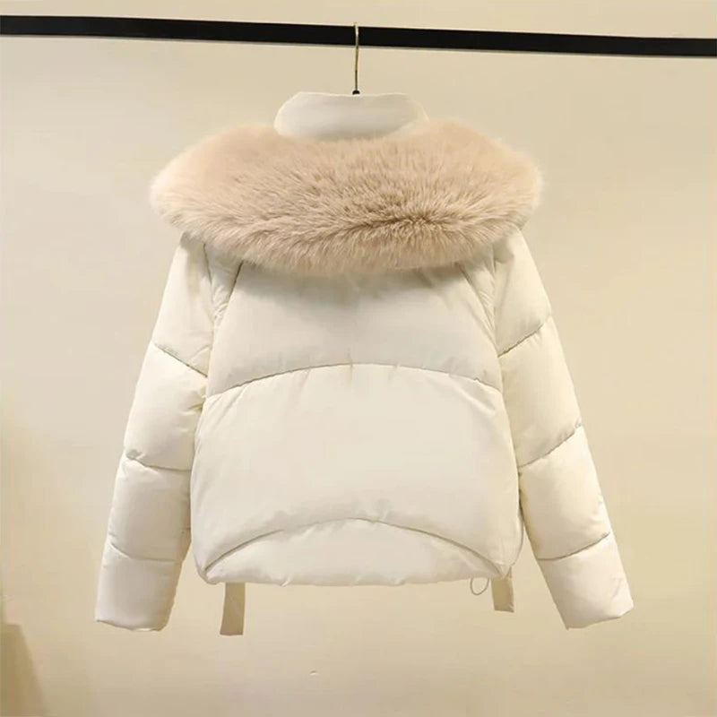 Winter Cotton Jacket For Women Solid Color Loose Simple Long Sleeved Warm Thick Jacket Fashion Lapel Pocket Long Sleeves Coat