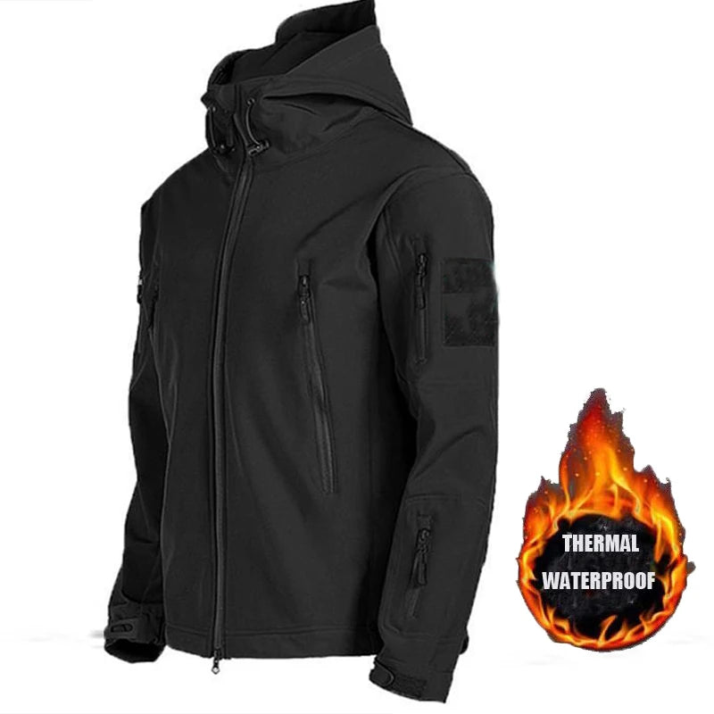 Tactical Military Men Winter Autumn Fleece Waterproof Jackets Sports Hiking Camping Climbing Outdoor Hooded Coat Hunting Combat