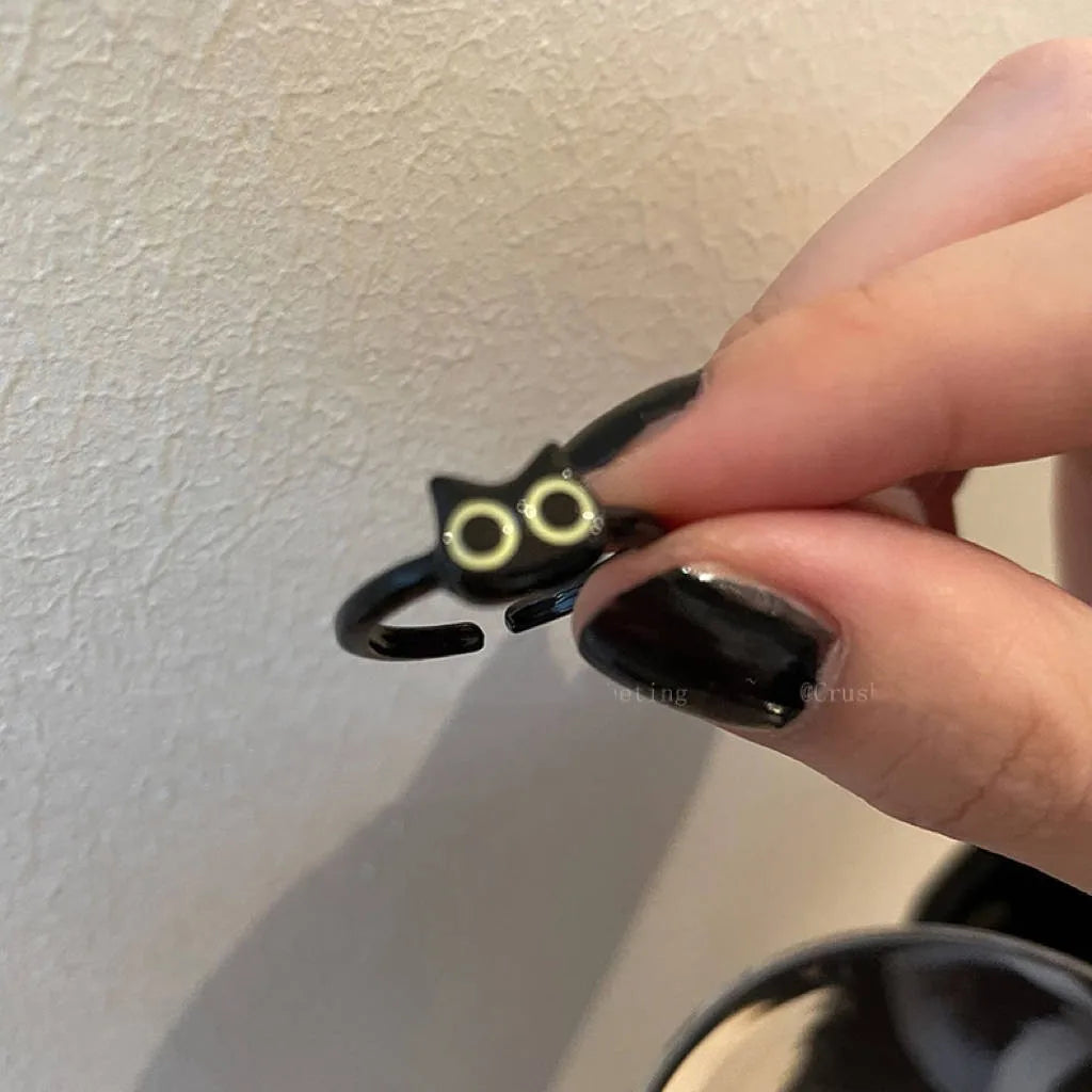 Cute and funny cartoon open rings, girl's fun personality, versatile, niche, unique design, index finger ring