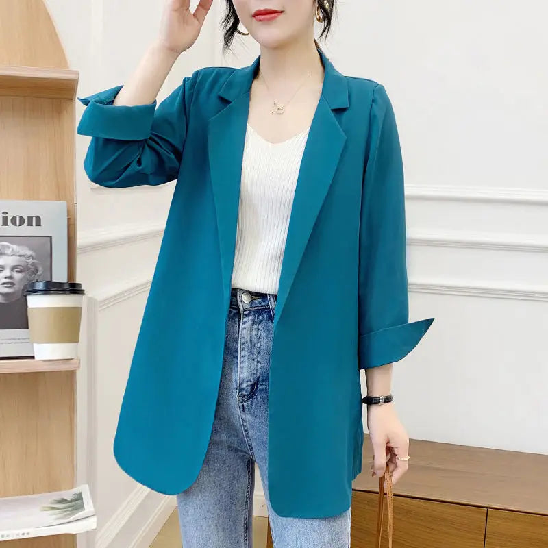 Purple Blazers Jacket for Women Fall Outfits Korean Long Trend Clothing Casual Women's Blazer Suits Tailoring 2024 Spring Coats
