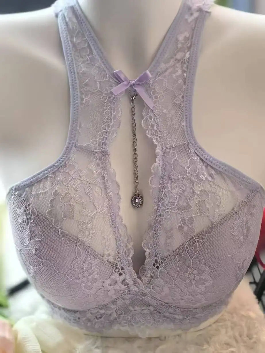 Comfortable Strapless Bra for Women French Design Neckline Support Push Up Padded Short Bra Everyday Wear Lace Trimmed MOYISU