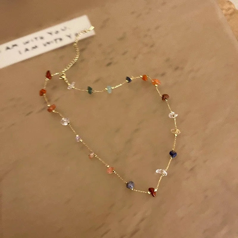 Natural Stone Necklace, Simple And Elegant, Versatile Collar Chain, Sweet And Cool Style, New Trendy Women's Neck Chain.