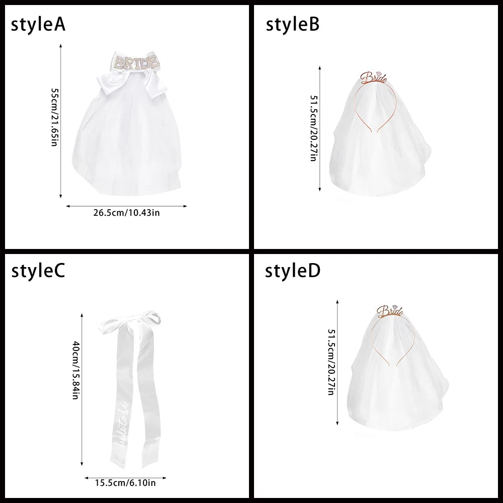 Elegant Bridal Wedding Headdres Bride Headband with Veil Bridal Shower Bride to Be Gift Bachelorette Party Decor Hair Accessorie