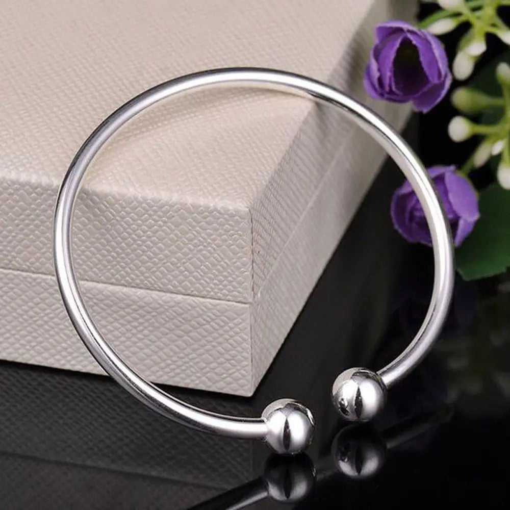 1pc Smooth Solid Bead Bracelet Cufflinks Bangles For Women Man Wedding Engagement Party Jewelry