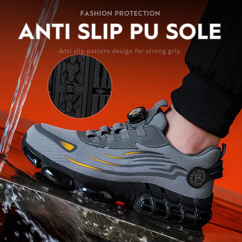 Indestructible Steel Toe Protective Safety Shoes Slip Resistant Abrasion Resistant Work Shoes Men Tough Comfortable Sneaker ﻿