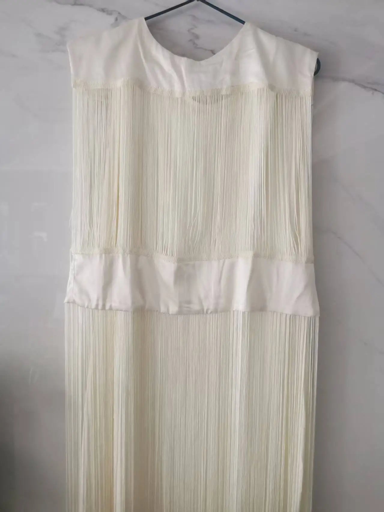 Two Piece Sets Fashion Sequin Fringed Dress for Women Streetwear Glitter Sleeveless Party Gown Elegant O-neck Long Dresses