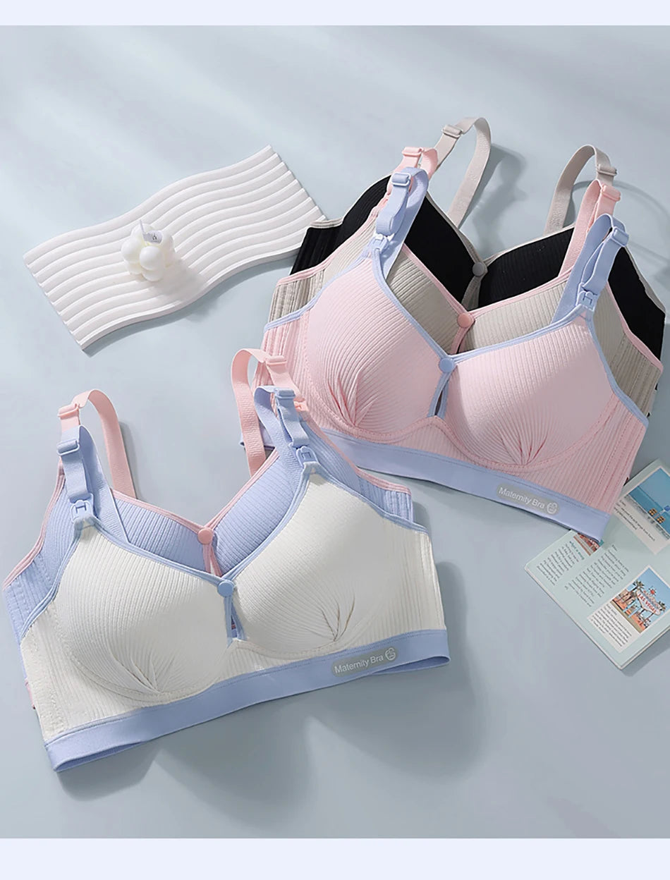 Maternity Nursing Bra No Underwire Front Open Gathered Support Cups Bralette Soft Comfort for Pregnant Women Underwear Clothing
