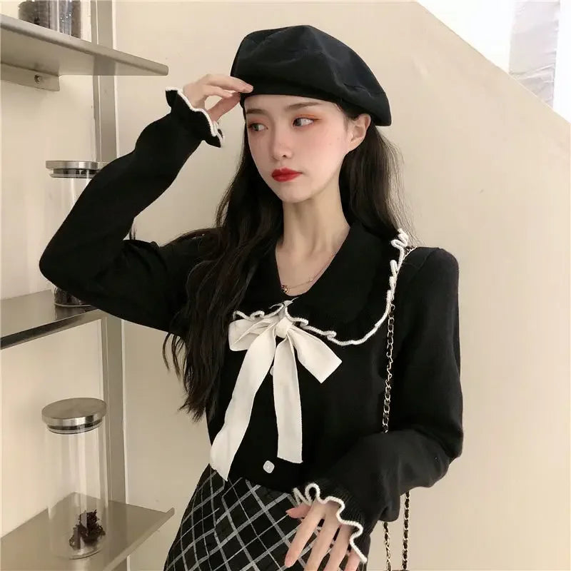 Woman Sweaters Femme Chandails Women's Doll Collar Knitted Top Sweater Autumn and Winter Pull Hiver