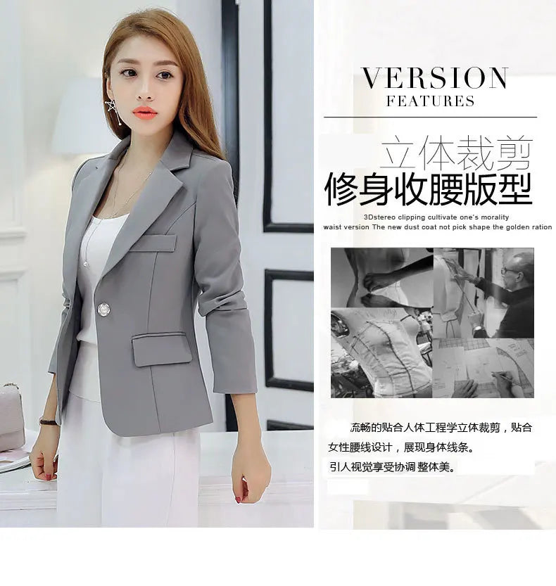 Women Blazer 2022 Formal Blazers Lady Office Work Suit Pockets Jackets Coat Slim Grey Women Blazer Femme Jackets Femme NS5261