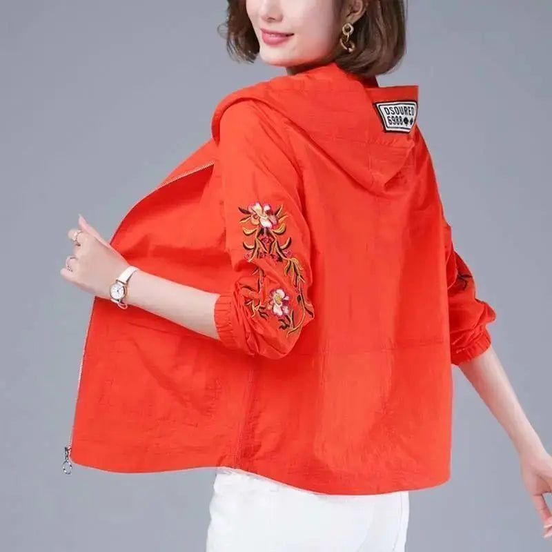 Summer Jackets For Women 2025 Outerwears Cool Thin Coat Middle Aged Mother Clothes Korea Fashion Women's Clothing Embroidery