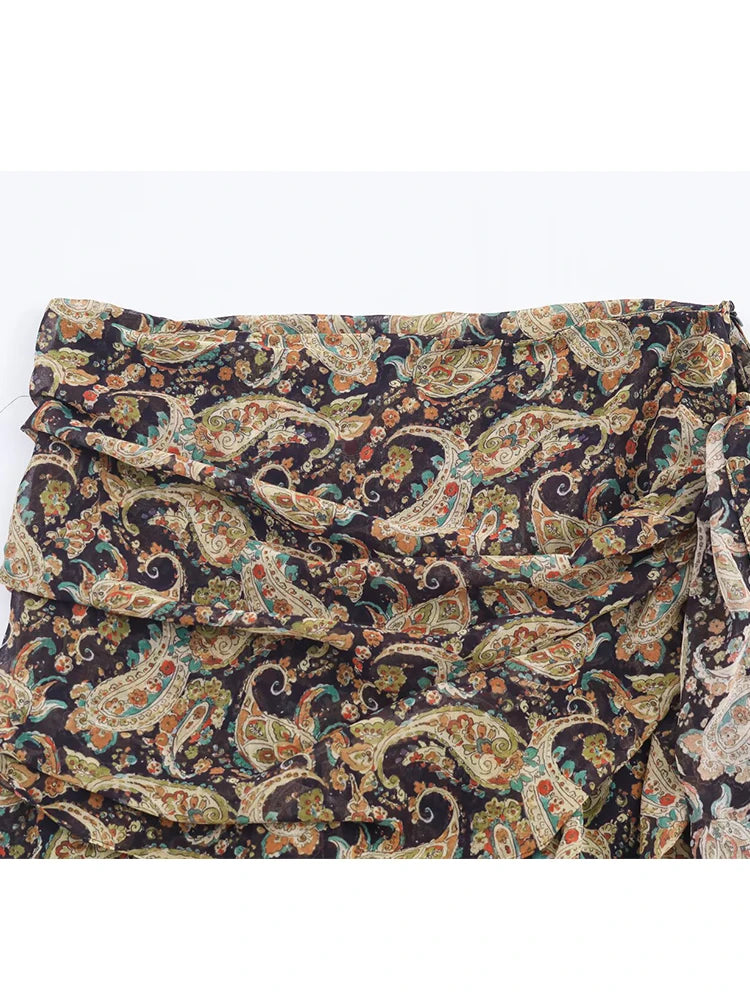 Women Wrinkle Skirts 2025 Women Summer Autumn New Fashion Leisure Print High Waist Skirts Women Elegant Party Skirts