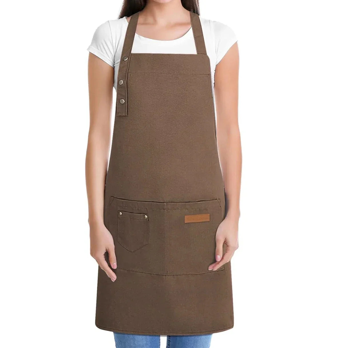 Kitchen Waterproof Apron Manufacturers Customized Logo Apron With Pockets for Restaurant Bar Shop Cafes Beauty Nails Studios
