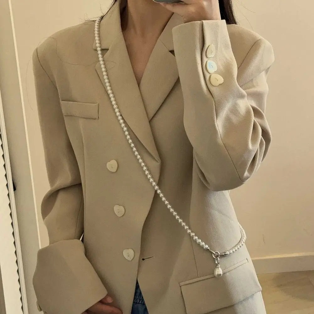 Sweet Elegant Pearl Beaded Necklace White Multilayer Pearl Choker Long Simple Pearl Pendant Accessory Women