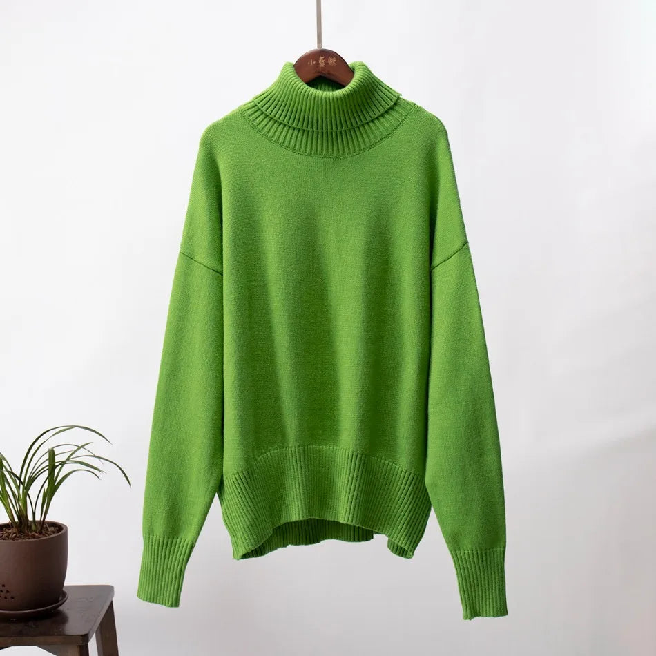 Sweater for Woman Autumn Winter New High Neck Thickened Warmth Knitted Sweater Fashionable Casual Loose Sweaters Pullovers
