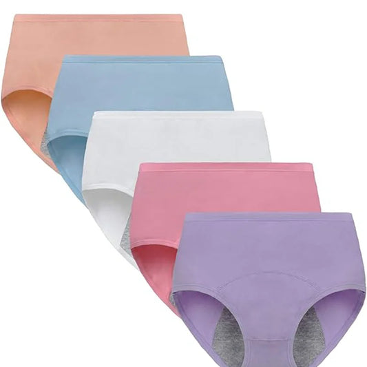 5PCS Menstrual Panties Physiological Pants Teens Breathable Leakproof Briefs Women Postpartum Underwear