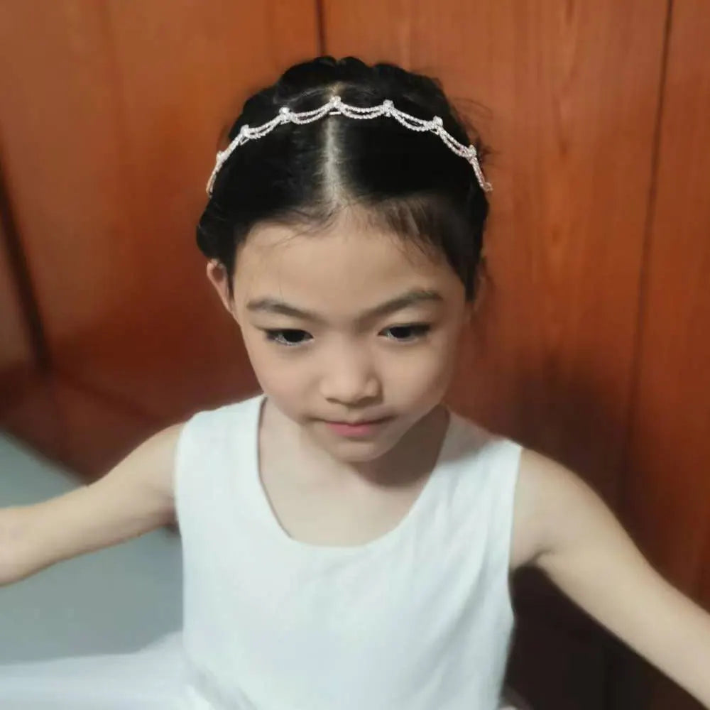 Princess Children's Tiara Red Bride Crown Floral Wedding Bridal Hair Accesories Golden Hair Jewelry Headdress