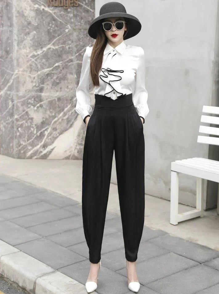 Trousers for Woman Pencil Solid Clothing Black Women's Pants High Waist Y2k Streetwear Autumn Cotton Elastic G Classic Quality