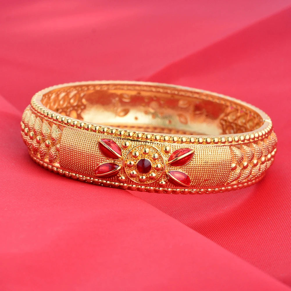 Dubai Wholesale Gold Color Bangles For Women Indian Charm Bracelet Jewellery Arabic Wedding Party Banquet Gifts