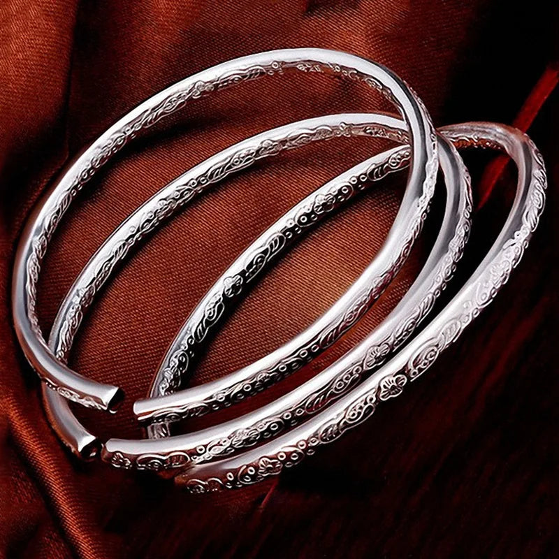 1pc 925 Sterling Silver Boho Bangles For Women Couple Korean Luxury Designer Jewelry Accessories Wholesale Jewellery