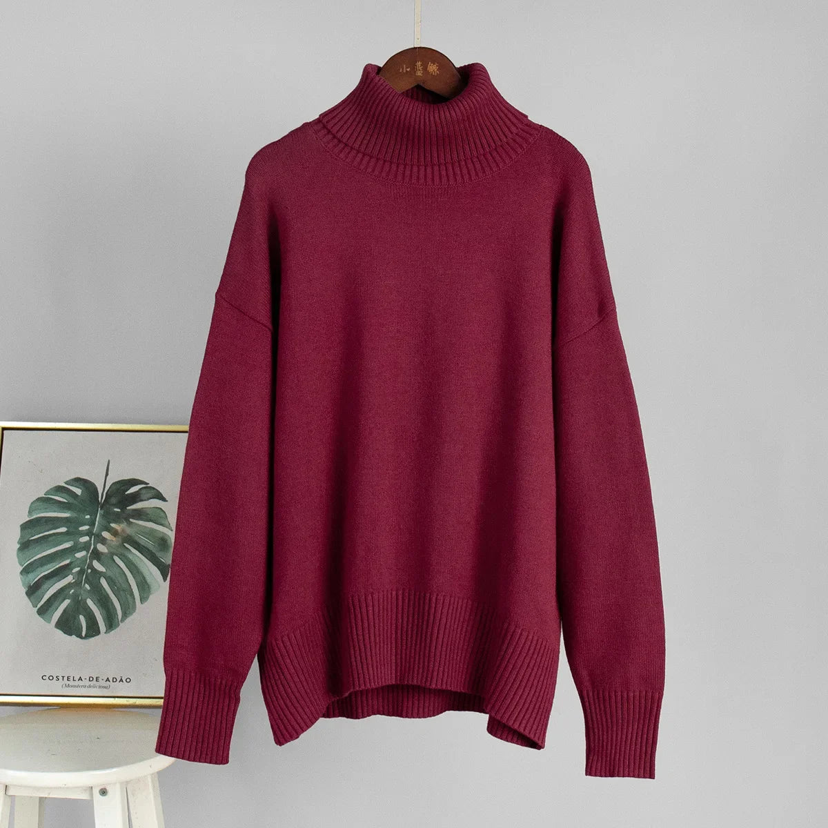 Sweater for Woman Autumn Winter New High Neck Thickened Warmth Knitted Sweater Fashionable Casual Loose Sweaters Pullovers