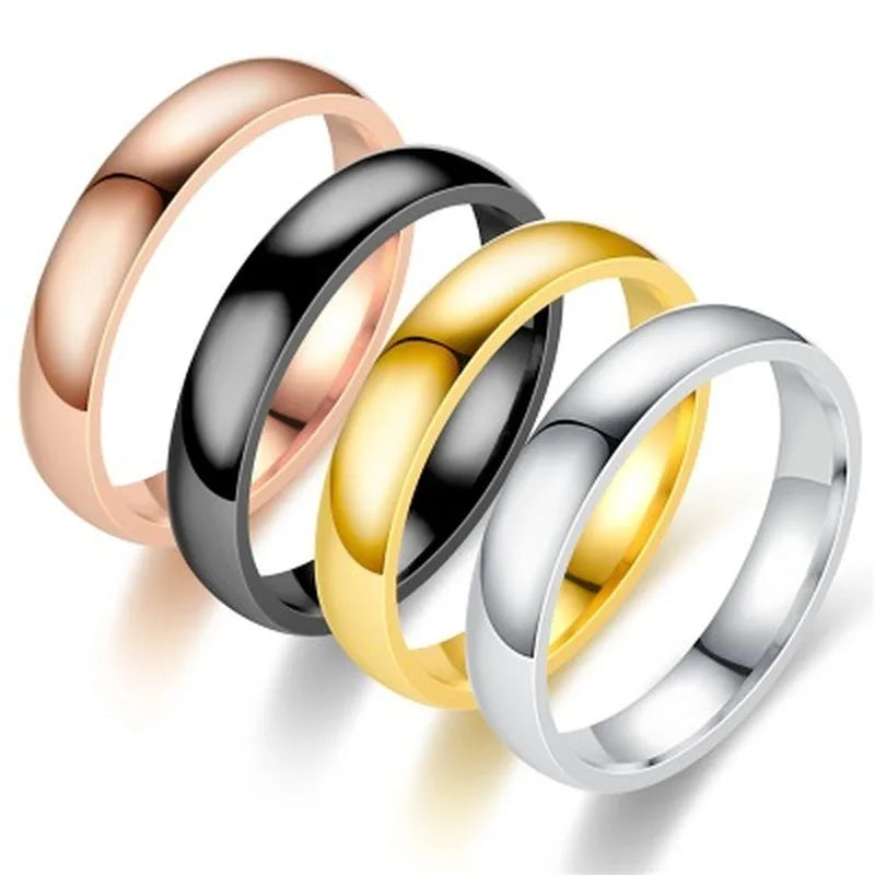 Fashion rose gold smooth circle ring Men's and Women's Exclusive Couple Wedding Ring High quality Simple Rings  jewelry