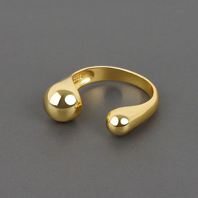 Gold Color Smooth Geometric Ring For Women Couples Minimalist Exaggerated Classic Elegant Wedding Bride Jewelry